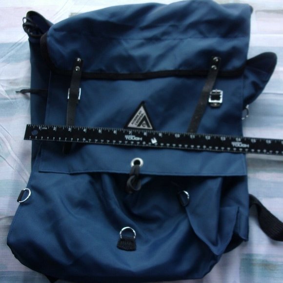 NEW VINTAGE AMERICAN CAMPER BLUE SATCHEL BAG BACKPACK LARGE SI240 - Picture 8 of 12